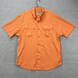 Duluth Trading Shirt Mens Large Orange Short Sleeve Fishing Work Utility Camping